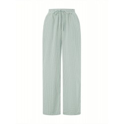 Women'S Wide Leg Polyester Pants - Casual All-Season Straight Leg Trousers with Elastic Waist and Pockets