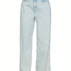 1pc Women'S Casual Cotton Wide Leg Jeans - Solid Color Low Waist Loose Fit with Pockets for Spring/Fall Season