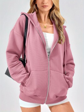 Tooluck Zipper Hoodie Women's Long Sleeve Sweatshirt Fall Clothing  Oversized Hooded Casual Fashion Jacket