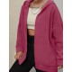 Plus Size Solid Color Zip Front Hoodie, Simple Casual Drawstring Long Sleeve Hooded Sweatshirt, Women's Plus Size Clothing