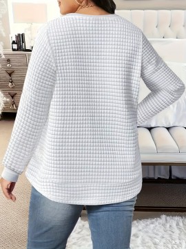 [Customer Favorite] Elegant Plus Size Solid Color Sweatshirt for Women - Crew Neck, Long Sleeve, Stretch Fabric, Machine Washable - Perfect for Fall/Winter